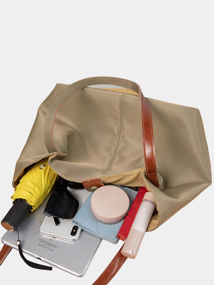 Textured Twill Casual Canvas Large Capacity Tote Shoulder Handbags
