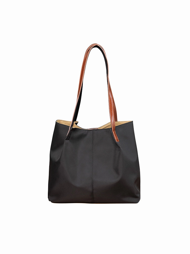 Textured Twill Casual Canvas Large Capacity Tote Shoulder Handbags