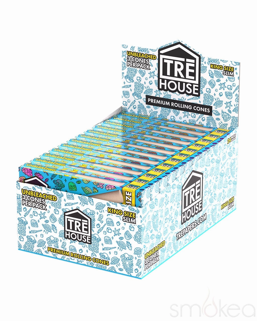 TRĒ House King Size Slim Premium Unbleached Pre-Rolled Cones