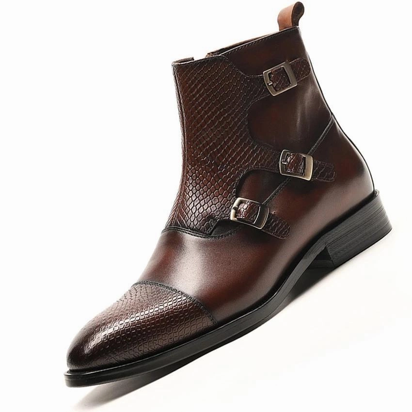 West Louis™ Grain Leather Boots With Buckles