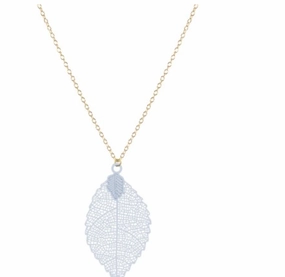 White Filigree Leaf Necklace