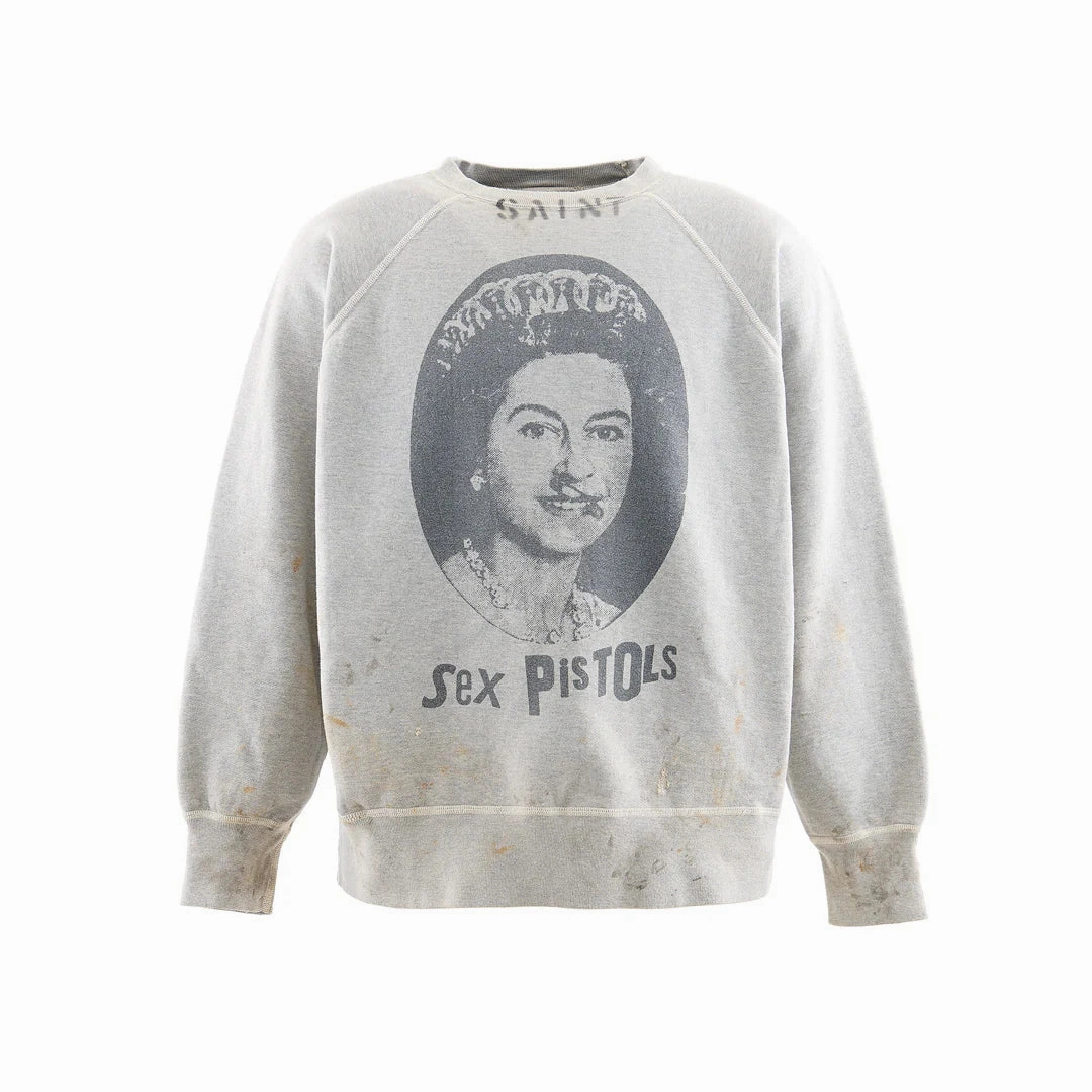 X Sex Pistols Crewneck Sweatshirt Queen Grey