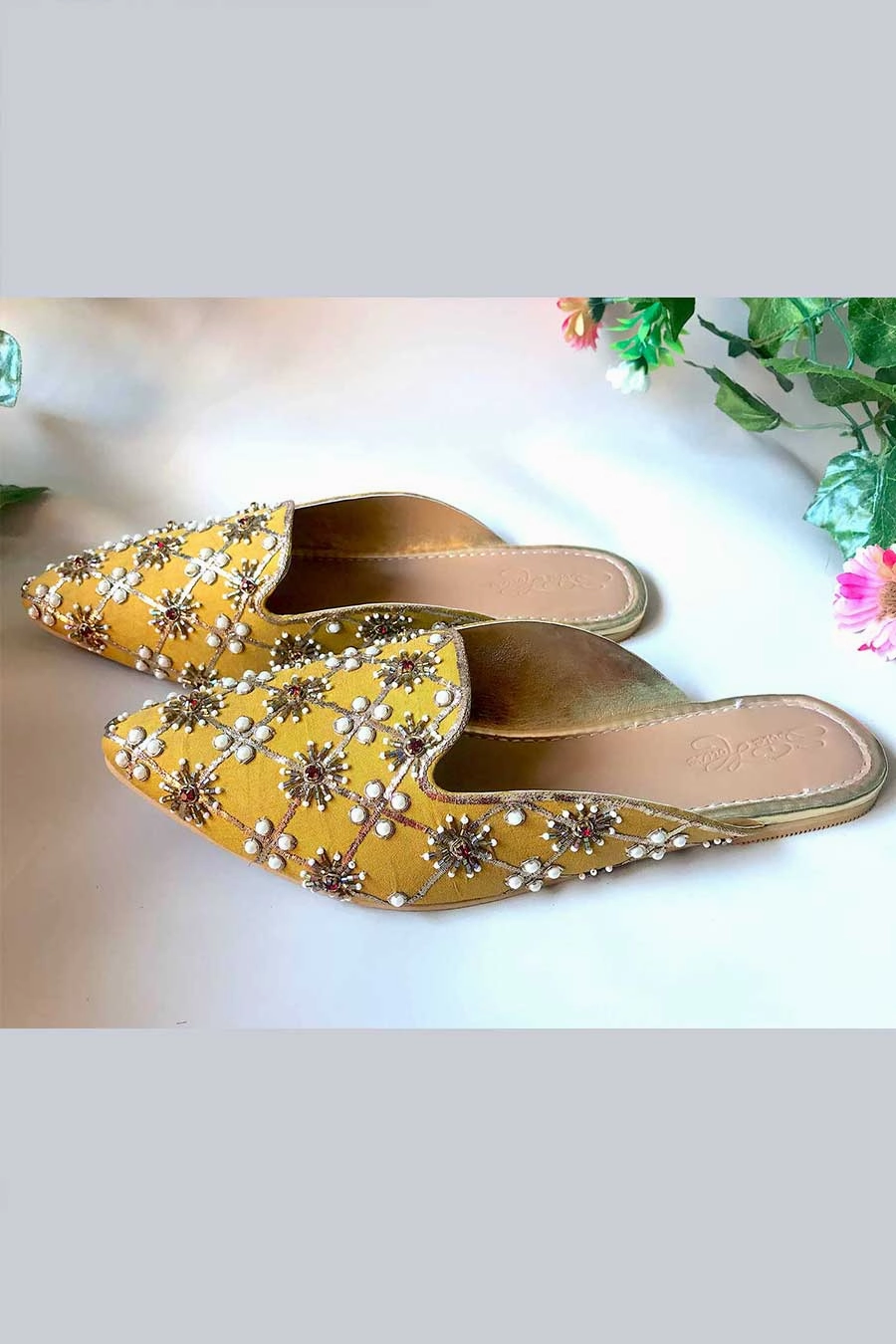 Yellow Nakshi Pointed Loafers