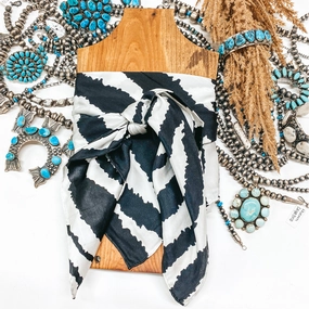 Zebra Charmeuse Silk Wild Rag in Black and White